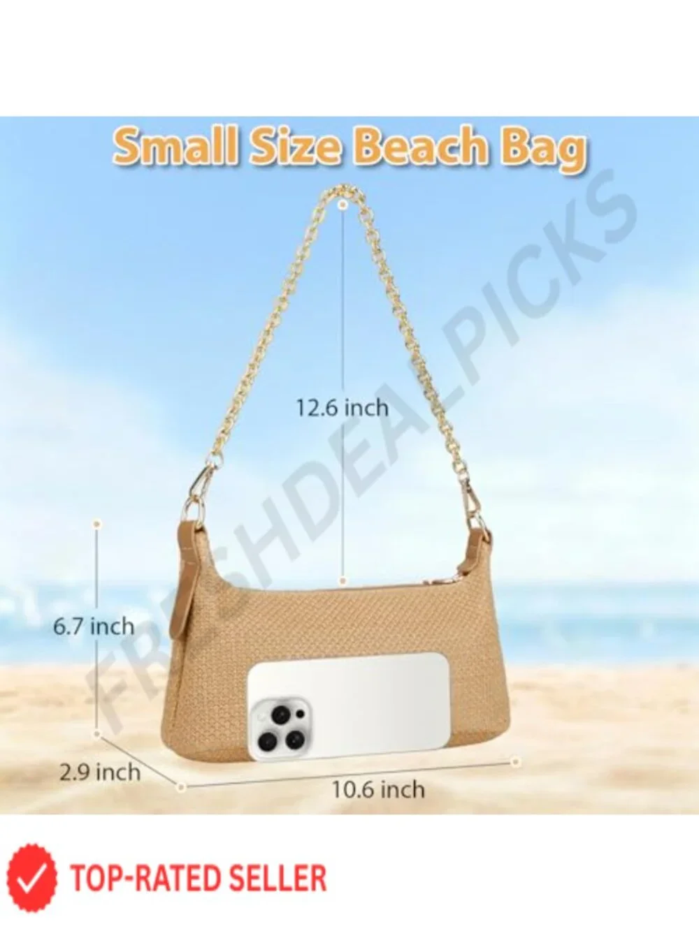 Boho Woven Raffia Hobo Purse with Charm Chain Shoulder Bag for Women